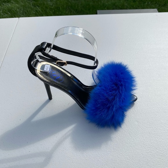 Final price* Liliana Fox fur ankle strap open toe heel Size 8 - Picture 3 of 4